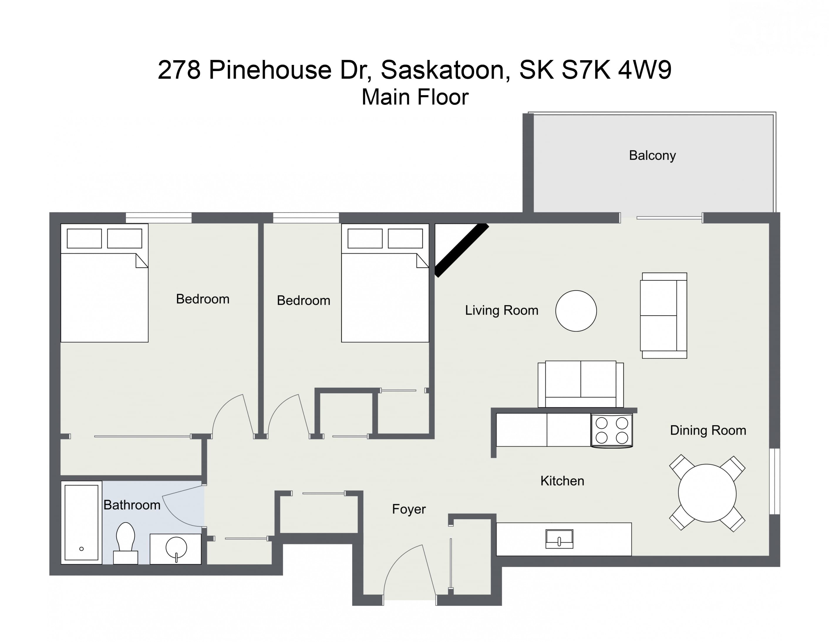Pinehouse Apartments — typical suite floor plan